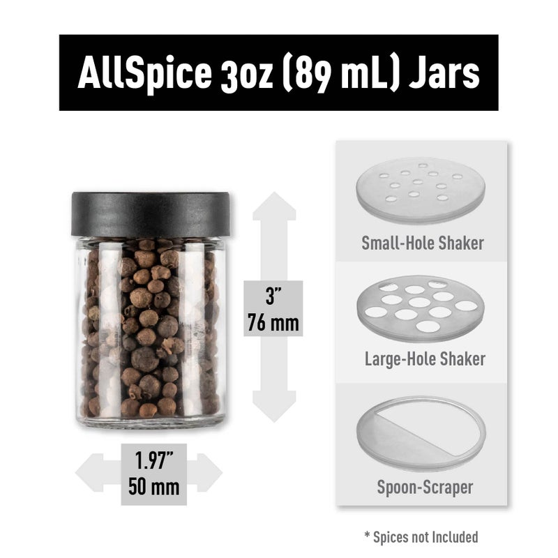 AllSpice 3â€ Glass Spice Jars 3 fluid ounces- 18 pack - Image 3